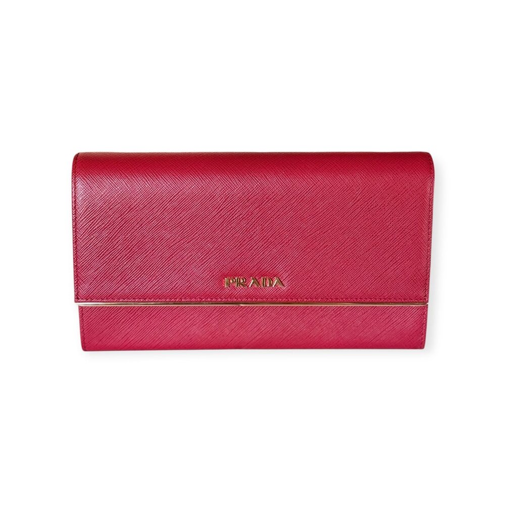 Prada Saffiano Large Red Leather Wallet | Box + COA - Picture 2 of 8